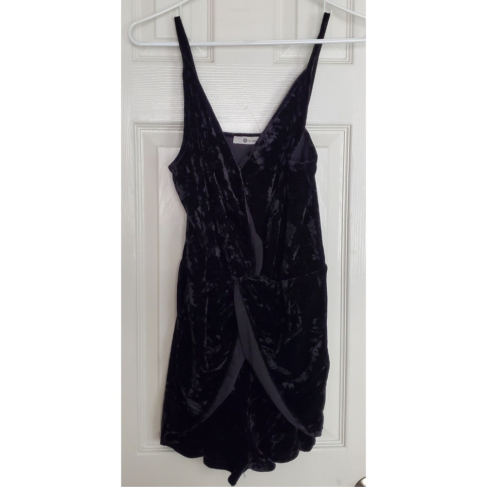 The Impeccable Pig‎ Romper Black Velvet Surplice V-Neck Sleeveless Party Medium